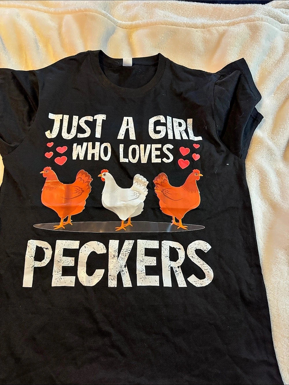 Just a Girl Who Loves Peckers Chicken T-Shirt Graphic Tee